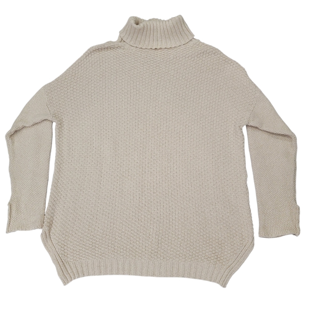 Parkhurst Emily Eco Cotton Turtleneck Cream Chunky Cable-Knit Sweater Womens XL - Picture 6 of 17